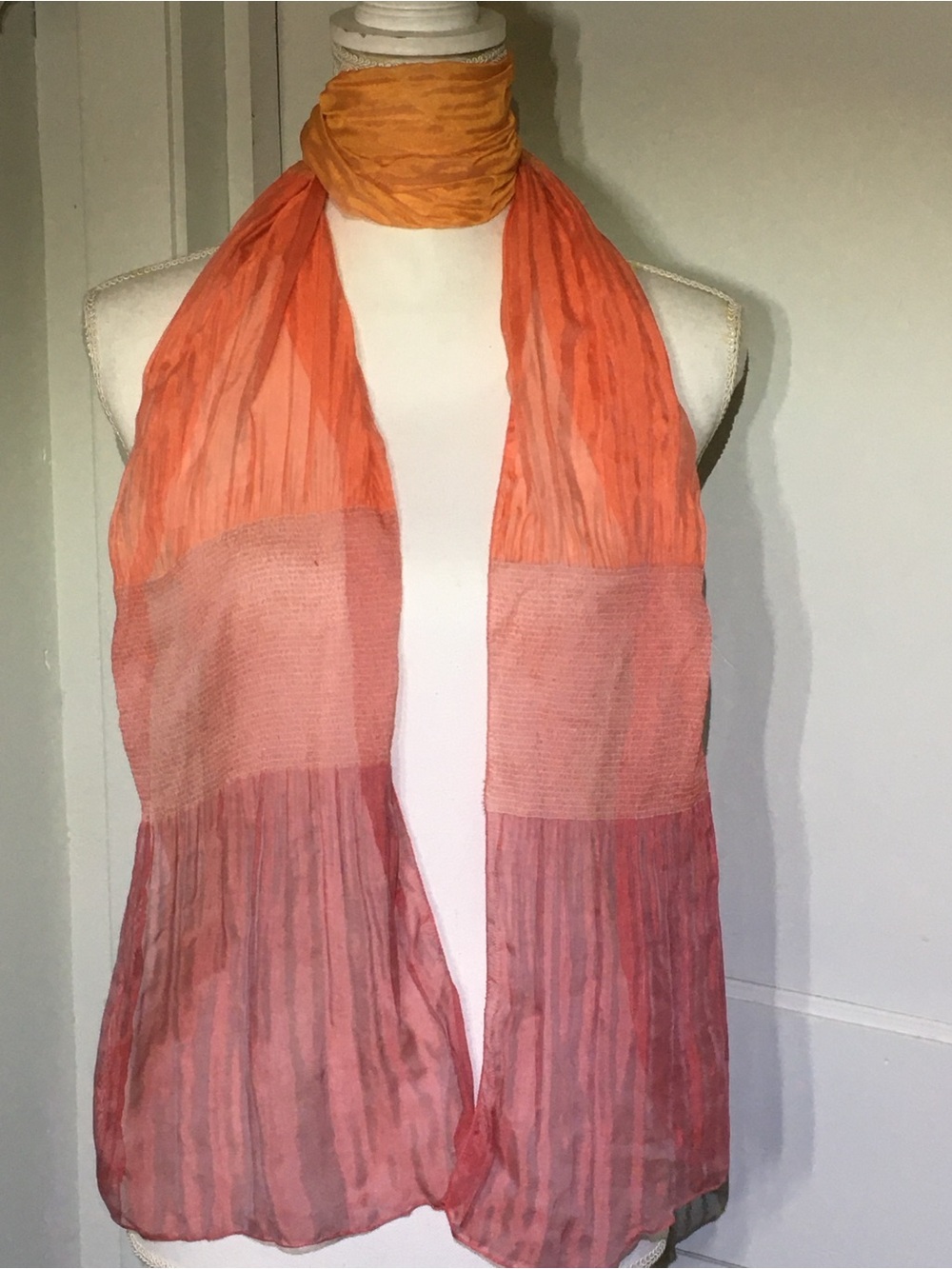 Lightweight Orange to Coral Ombre Scarf